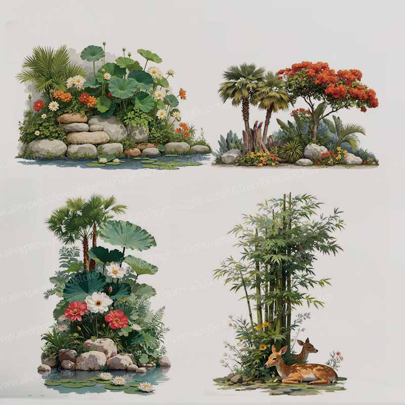 Pvc Panel Background - Наклейки на стену с тропическими растениями